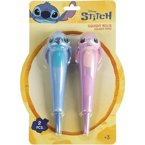 Stitch Kugelschreiber, Set mit 2 dekorativen Stitch-Stiften mit weicher Tinte und ergonomischem Körper für Schule, Büro oder Kindergeschenk, originelles und lustiges Geschenk, Stitch, Lizenzprodukt 2