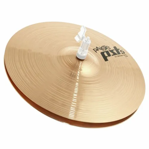 Paiste PST 5 Hi Hat Medium 14 Zoll - Schlagzeugzubehör mit hochwertiger CuSn8 Bronzelegierung für hellen, klaren Klang – ideal für alle Lautstärken und Made in Germany.