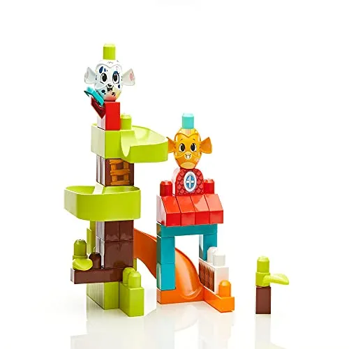 Mattel GKX70 - Fisher-Price Mega Bloks Guck-Guck Vergnügungspark, 35 Teile für kreativen Spielspaß und motorische Förderung ab 1 Jahr