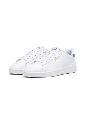 Puma Smash 3.0 L Unisex Sneaker - Puma White Malachite Puma Gold, 46 EU - Herren-Sneaker mit Schnürung für optimale Passgenauigkeit und einem komfortablen, vollständig vernähten Schuhkragen für besten Tragekomfort.