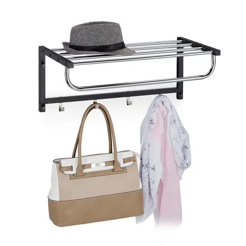 Moderne Wandgarderobe aus Metall - Wand-, Türgarderoben & Haken, stilvolles Hakenregal aus robustem Stahl mit 60 cm Breite, ideal für Bad oder Flur, inklusive 1 Jahr Herstellergarantie.