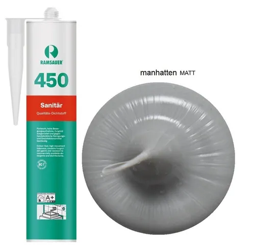 Ramsauer Dichtstoff Ramsauer 450 Sanitär Silicon Fugen Dichtstoff 310ml Kartusche, gebrauchsfertig, chemisch widerstandsfähig, schnellhärtend, UV-beständig,pilzhemmend