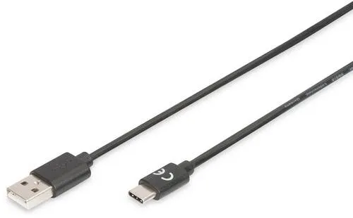 Digitus USB-Kabel USB 2.0 USB-C Stecker, USB-A Stecker 1.80m Schwarz Geschirmt AK-300154-018-S