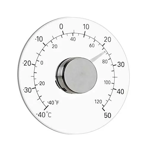 GuDoQi Außenthermometer Fensterscheibe, Aussenthermometer Fahrenheit/Celsius Grad, Batterieloses, Transparentes Zifferblatt, Wetter Thermometer, Genaue Messwerte für Zuhause, Büro, Terrasse