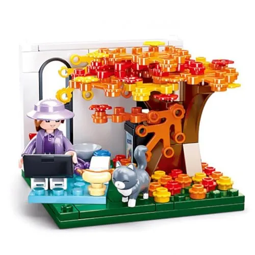 Habarri - Mini Klemmbausteine - Set von Bausteinen und Mini Figur - Geschenk für Kinder ab 7 Jahren - Kompatibel mit bekannten Klemmbausteinen - 113 Elemente - Motiv Herbst