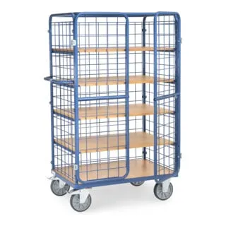 Fetra Etagenwagen Kastenwagen 8582-3DE, 5 Etagen, 600kg Tragkraft - Robuster Etagenwagen mit 5 Etagen und geschlossenen Wänden, ideal für Lager und Werkstatt. Hohe Tragkraft von 600 kg und variable Einlegeböden für optimale Flexibilität.