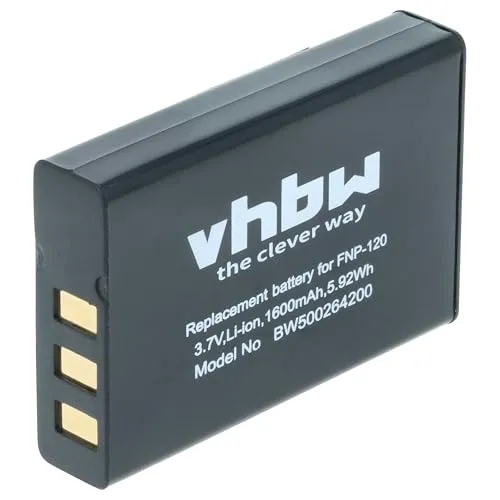 vhbw Akku kompatibel mit Praktica Luxmedia Z35, Z160IR, DVC 5.6 FHD, DVC 5.4 HDMI, DVC 5.5 HDMI Kamera (1600 mAh, 3,6 V, Li-Ion)