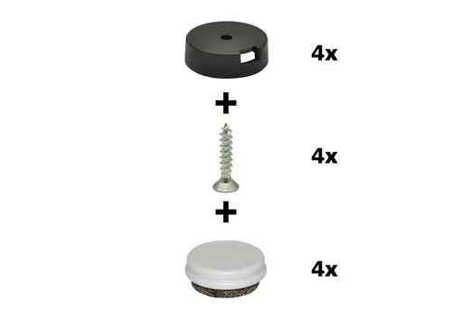 WAGNER design yourself Klick-Gleiter QuickClick® Filzgleiter & Kunststoffgleiter wendbar 2 Seiten Wollfilz & Kunststoff I 4er-Set zum Anschrauben I 4x Basis+Schraube+Gleiteinsatz - DUO - Durchmesser Ø 20, 25, 30 mm - Made in DE