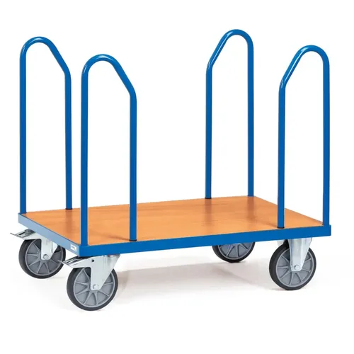 Fetra Transportwagen Seitenbügelwagen 1581 - MultiVario-Transporter mit 600 kg Tragkraft, ideal für den sicheren Transport langer und breiter Güter dank stabiler Seitenbügel und TPE-Bereifung.