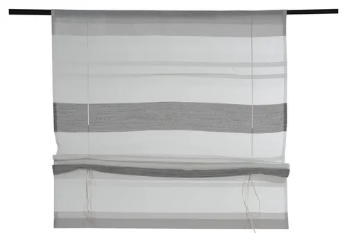 Raffrollo KIRA, 80 x 130 cm, Stahlgrau & Weiß - Elegantes Raffrollo in Stahlgrau und Weiß, transparent für sanftes Licht und Blendschutz. Ideal für verschiedene Fenstergrößen, bringt es Leichtigkeit in jeden Raum.