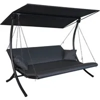 Angerer Hollywoodschaukel Swing Zip anthrazit - Gartenmöbel: Bequem für bis zu 3 Personen, mit verstellbarem Dach und gemütlichen Kissen – ideal für entspannte Stunden im Garten.