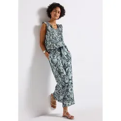 STREET ONE Damen 3716097 Gemusterte Wide Leg Hose, Arona Blue - Damen-Hosen mit Loose Fit, High Waist und bequemen elastischen Bund, ideal für lässige Outfits und den perfekten Tragekomfort.