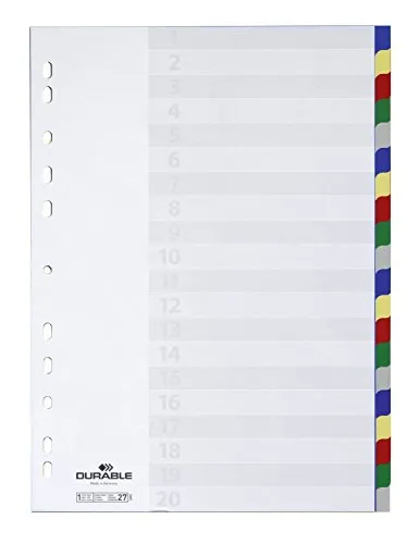Durable Blanko-Register aus PP (20-teilig, Universallochung) 1 Stück, farbiger Verlauf, 675827