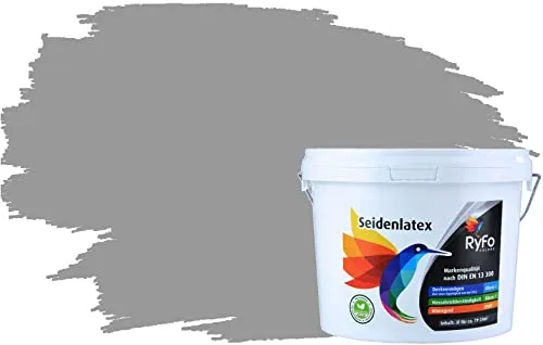 RyFo Colors Seidenlatex Wand- und Deckenfarbe Grautöne 1 L - Die RyFo Colors Seidenlatexfarbe in trendigen Grautönen ist ideal für hochwertige Innenanstriche. Mit hoher Reinigungsfähigkeit und einer Ergiebigkeit von ca. 8 m² pro Liter bietet sie eine moderne, matte Oberfläche und einfache Verarbeitung.