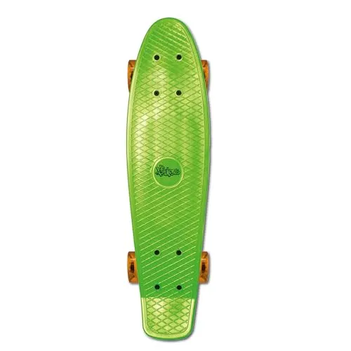 Muuwmi Skateboard Fun grün-orange – mit LED-Leuchtrollen - Board Deck 57x15cm - ABEC5 und PU-Rollen 60x45mm