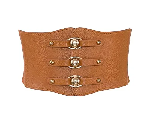 Diyafas Damen Elastischer Kleidergürtel Breiter Gürtel Frauen Taillengürtel Korsett, Braun