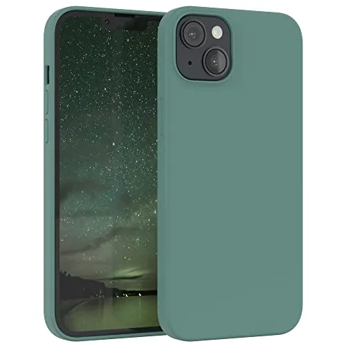 EAZY CASE Premium Silikon Handyhülle kompatibel mit iPhone 14 Plus Slimcover mit Kameraschutz und Innenfutter, Silikonhülle, Schutzhülle, Bumper, Handy Case, Hülle, Softcase, Nacht Grün