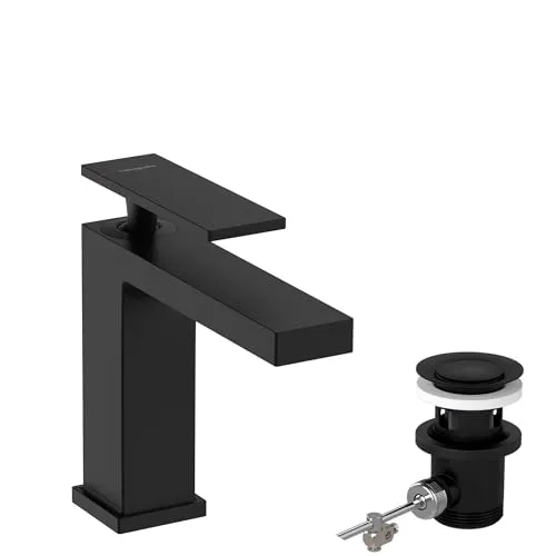 hansgrohe Tecturis E Waschtischarmatur – Energiesparender Wasserhahn in Mattschwarz - Touch-On-Wasserhahn für Badezimmerwaschbecken mit EcoSmart+ für 20% weniger Wasserverbrauch und CoolStart-Funktion für Energieeinsparung.