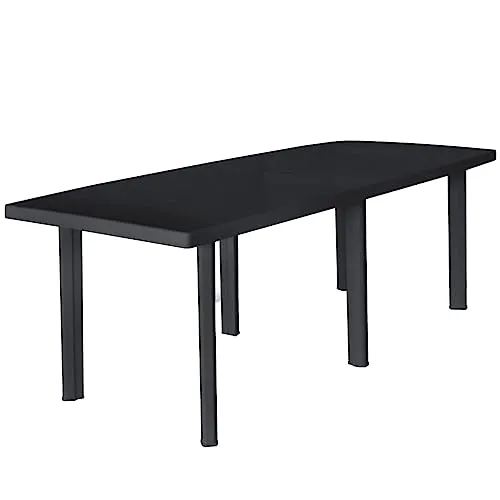 vidaXL Gartentisch Anthrazit 210x96cm - Esstisch aus witterungsbeständigem Kunststoff, ideal für Mahlzeiten im Freien mit praktischem Schirmloch für Schatten und einfachem Umstellen.