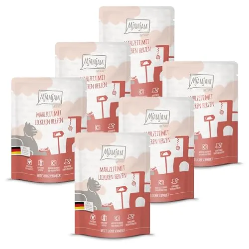 MjAMjAM - Premium Nassfutter für Katzen - Quetschie - leckeres Rind an gedämpftem Kürbis, 6er Pack (6 x 300 g), getreidefrei mit extra viel Fleisch