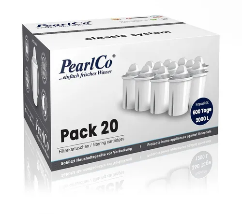 PearlCo Kalk- und Wasserfilter Filterkartuschen Classic Universal Pack 20, Zubehör für Brita Classic u. PearlCo Classic