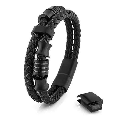 Akitsune Gracilitas Lederarmband - Elegantes Armband für Herren aus hochwertigem Akitsune Leder mit mattschwarzem Edelstahlverschluss. Federleicht und vielseitig - das perfekte Accessoire für jeden Anlass!