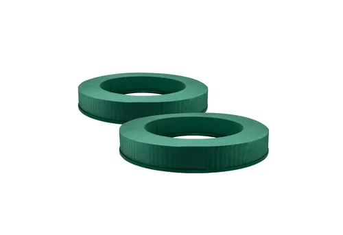 Creativery Bastelmoos, Nass Steckschaum Kranz 30cm mit ringförmiger Plastikunterlage 2er Set