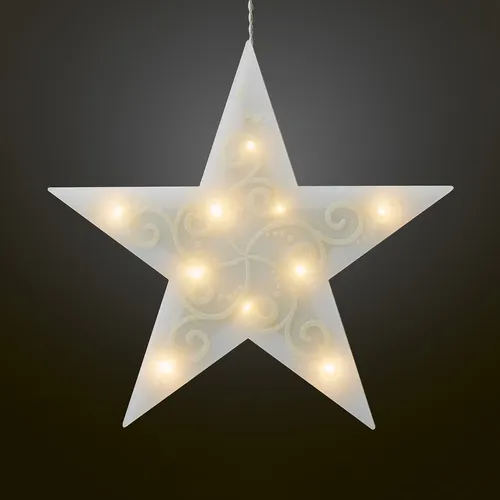 LED Stern Deko beleuchtet Weihnachten Winter10 LED warmweiß Saugnapf Batterie