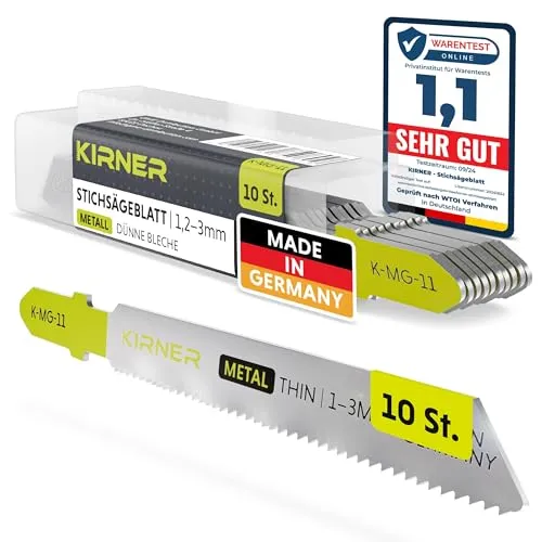 KIRNER Stichsägeblätter Metall 10 Stk. [ Profi Qualität ] präziser & sauberer Schnitt für dünne Bleche (1,2-3mm)