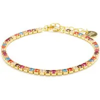 Luxenter 925 Sterling Silber Armband mit mehrfarbigen Zirkonia in 18K Gelbgold - Tahu