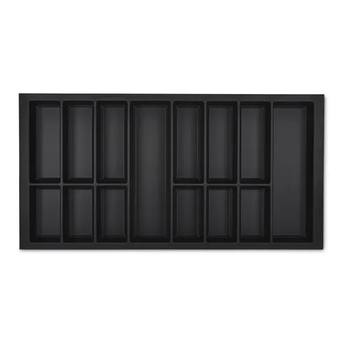 Besteckeinsatz 1000 mm schwarz für Blum Legrabox - Besteckaufbewahrung, mit schlagfestem Polystyrol für langlebige Nutzung und eleganter schwarzer Oberfläche, ideal für Schüller Warendorf Küchen.
