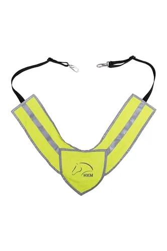 HKM Reflective Vorderzeug Neon Gelb - Einheitsgröße - Vorderzeug & Martingales für Pferde, mit abnehmbarer Martingalgabel und weicher Polsterung für optimalen Komfort und Sicherheit bei Nacht.