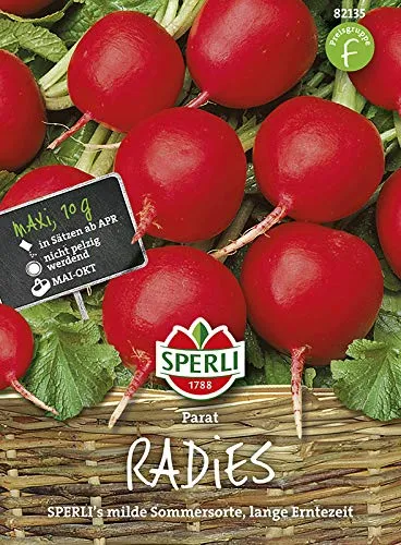 Sperli Radieschensamen Parat, MaxiPack 10g 82135 - Gemüsesamen für lange Erntezeit, große rote Knollen, Radieschen Samen für Frühjahr bis Herbst, ideal für Salate
