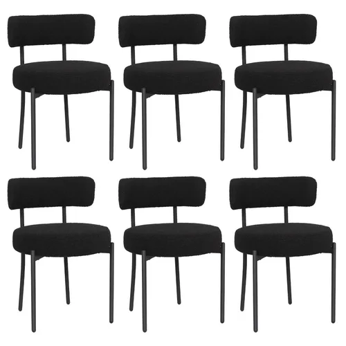 Puluomis Esszimmerstühle 6er Set – Polsterstuhl mit Rücklehne in Schwarz