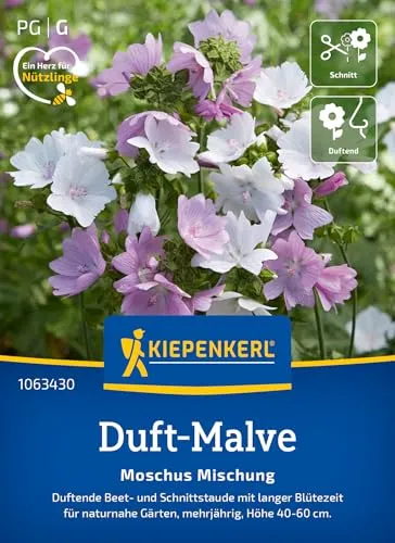 Kiepenkerl Duft-Malvensamen Moschus Mischung 1063430 - duftende Beet- und Schnittstaude mit langer Blütezeit - Wildblumensamen, Blumenwiese, Saatgut