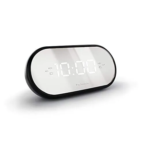 Metronic 477037 FM-Radiowecker mit Spiegel und Doppelalarm
