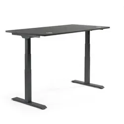 Schreibtisch 1600x605-1255x800mm Platte anthrazit Gestell sw