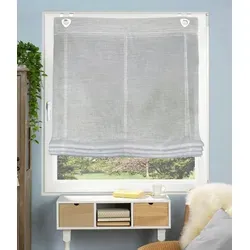 HOME WOHNIDEEN Raffrollo Casper Leinenstruktur, grau, 130 x 80 cm - Raffrollo in eleganter Leinenstruktur für angenehme Lichtdurchlässigkeit, inkl. Fensterhaken für einfache Montage. Ideal für stilvolle Fensterdekoration.