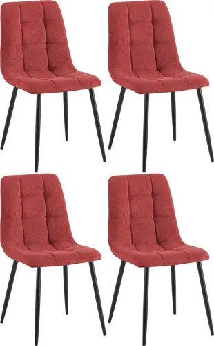 Deluke Esszimmerstuhl, Weinrot, 4er Set, modern & komfortabel