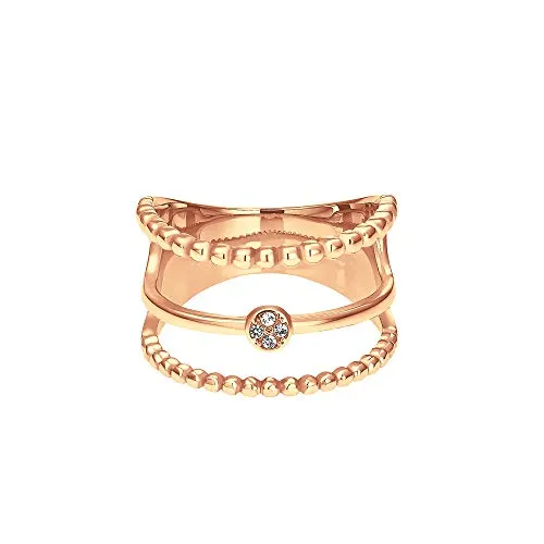 Heideman Ring Damen Unda aus Edelstahl rosegold farbend matt Damenring für Frauen mit Stein Zirkonia