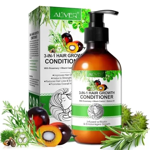 P-BEAUTY 3-IN-1 Haaröl Shampoo Set - pflegende Spülung für gesundes glänzendes Haar Haardichte Haarwachstum & Haargesundheit - mit Rosmarin, Schwarzem Rizinus und Batana Öl - Conditioner 300ml
