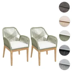 Mendler 2er-Set Gartenstuhl HWC-H56b, wetterfest mit Rope und Akazienholz - Gartenstühle aus wetterfestem Akazienholz mit elastischem Seilgeflecht und bequemen Kissen für ultimativen Komfort und Stil im Freien.