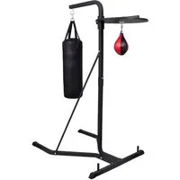 Boxsack Stand Box Sandsack Trainingssack Boxbirne Doppelendball Schwarz Rot - Ellenbogen- & Knieschoner, hochwertiger Boxsack für effektives Training, stabiler Stahlrahmen und vielseitig einsetzbar für Fitness und Selbstverteidigung.