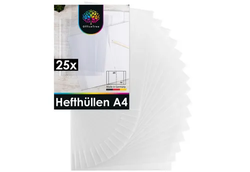 OfficeTree Schulheft OfficeTree 25x Hefthüllen A4 Transparent - Heftumschläge, DIN A4, Transparente Heftumschläge