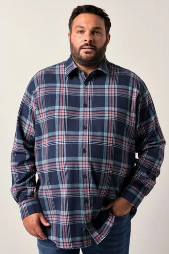 Men Plus Herren Karo-Flanellhemd in großen Größen, Langarm, Comfort Fit, Navy blau - Karo-Flanellhemd bis 8 XL mit speziellem Schnitt für optimalen Tragekomfort. Ideal für lässige Anlässe und in hochwertiger Qualität gefertigt.