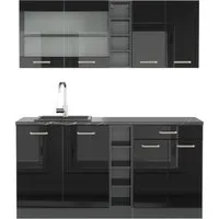 Vicco Küchenzeile R-Line Solid Anthrazit Schwarz 160 cm in schwarz von Vicco