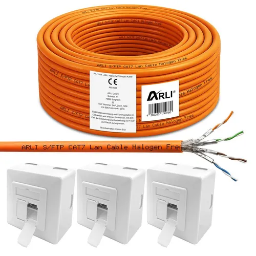 100m Cat7 Netzwerkkabel in orange von ARLI