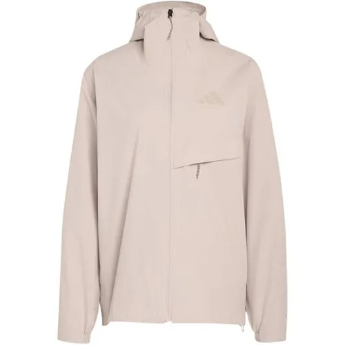 adidas Terrex Damen Multi 2L Rain Jacke (Größe XS, beige) - Wasserdichte Regenjacke mit atmungsaktiven Eigenschaften und verstellbarem Saum, ideal für wechselhaftes Wetter bei Outdoor-Aktivitäten.
