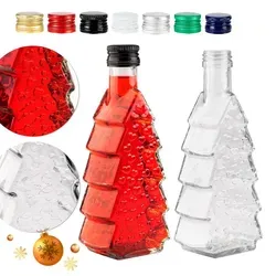 SuperButelki.pl - 5 Stück Weihnachtsflaschen CHOINKA 250ml mit Herzprägung für Schnaps, Brennerei, ideal zum Verschenken und für Tischdekorationen