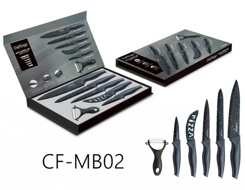Cheffinger Messer-Set Messer Kochmesser Sparschäler Messerset 6-tlg. Cheffinger CF-MB02 (Messerset bestehend aus 6 Teilen)
